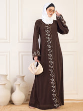 Nabia Brown Handwork Luxury Abaya with White Hijab